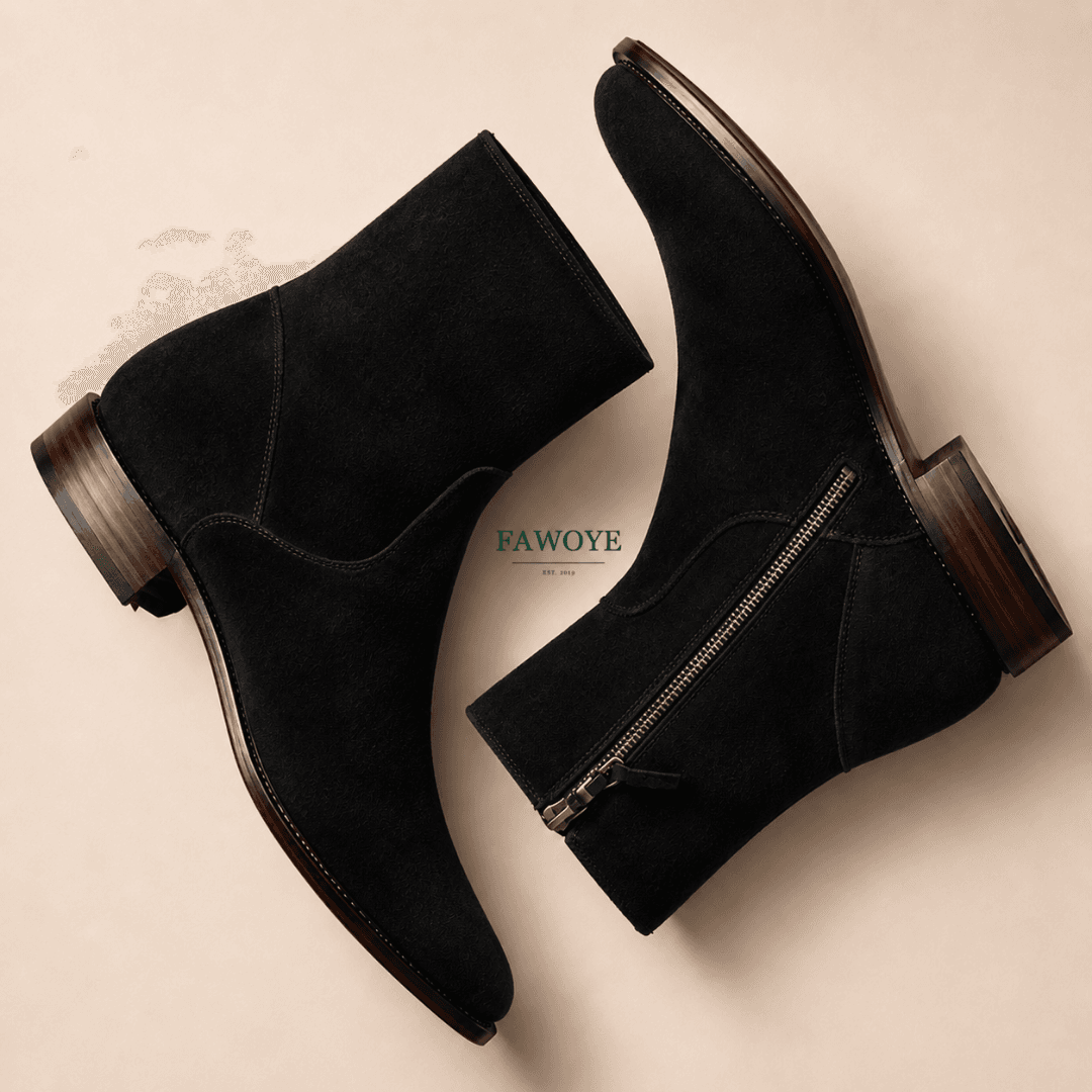 Black suede Chelsea boot