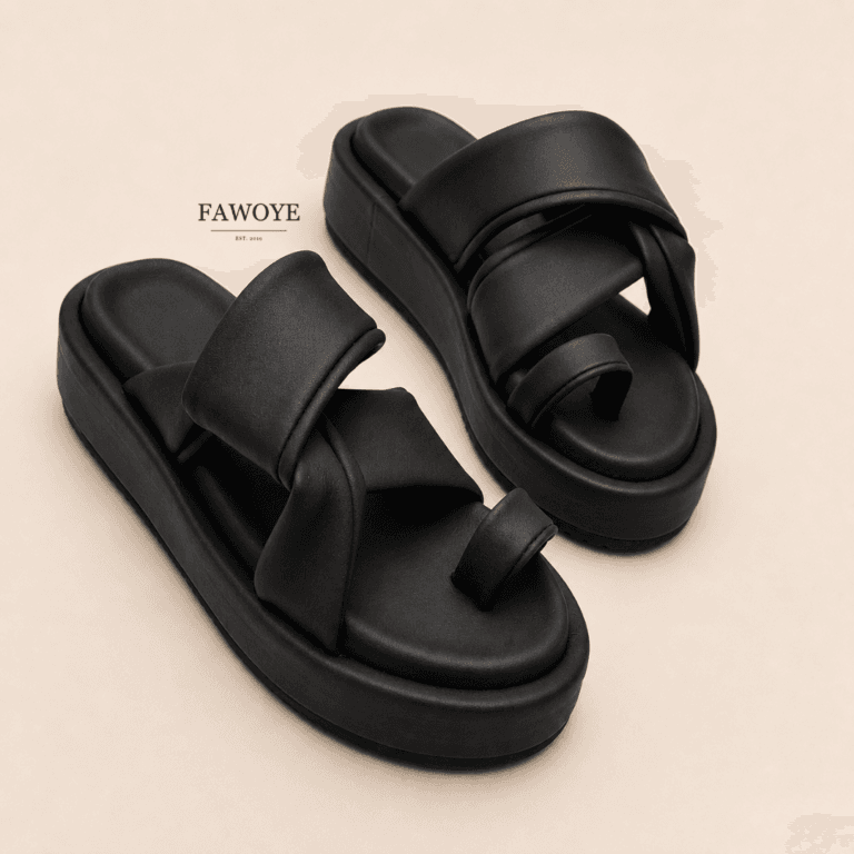 Toe Loop Platform Slide – Leather Slides handcrafted by FAWOYE