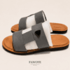Double-Strap H Slide — FAWOYE handmade leather shoes