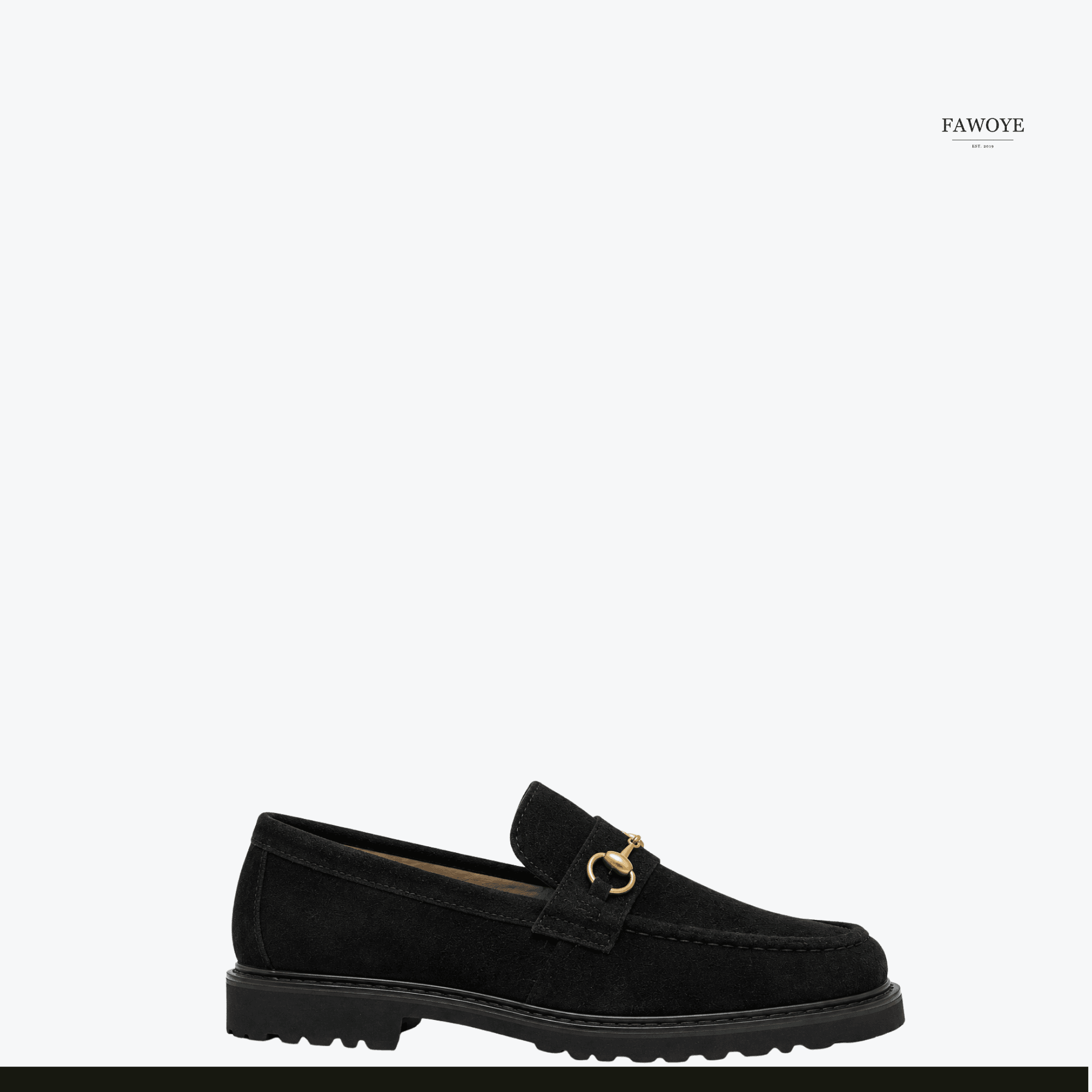 Black suede horsebit loafers for a modern agbada outfit