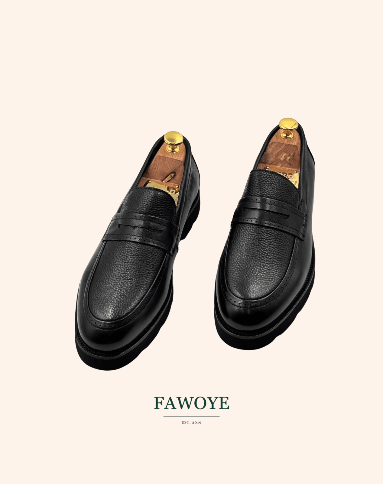 Black penny loafers suited to tailored senator wear