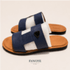 Double-Strap H Slide — FAWOYE handmade leather shoes