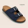 Two buckled Suede slide — FAWOYE handmade leather shoes