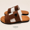 Double-Strap H Slide — FAWOYE handmade leather shoes