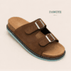 Two buckled Suede slide — FAWOYE handmade leather shoes
