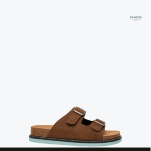 Two buckled Suede slide — FAWOYE handmade leather shoes