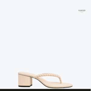 weaved top-female block heel — FAWOYE handmade leather shoes