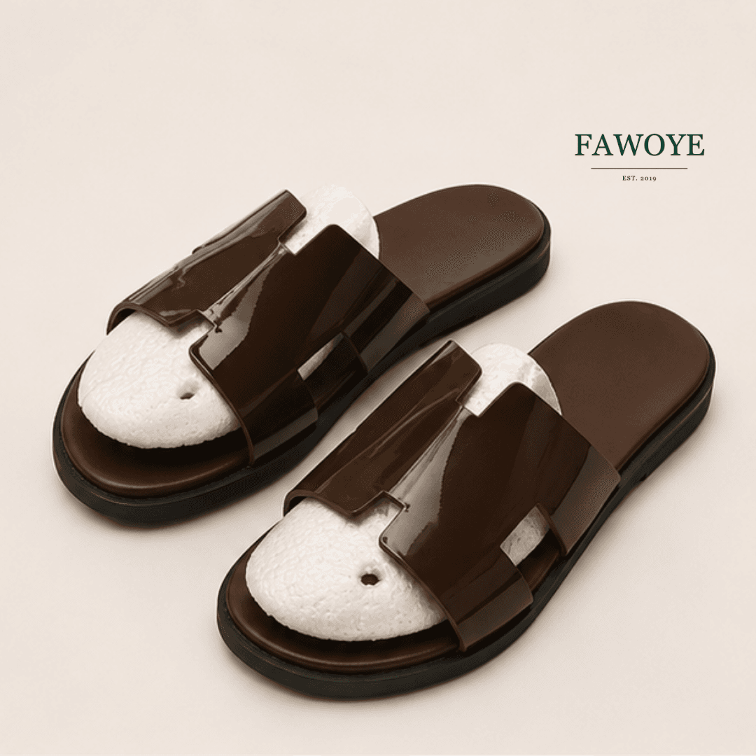 Dark-brown smooth-leather slides suited to senator wear