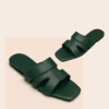 double-strap H-style slide — FAWOYE handmade leather shoes