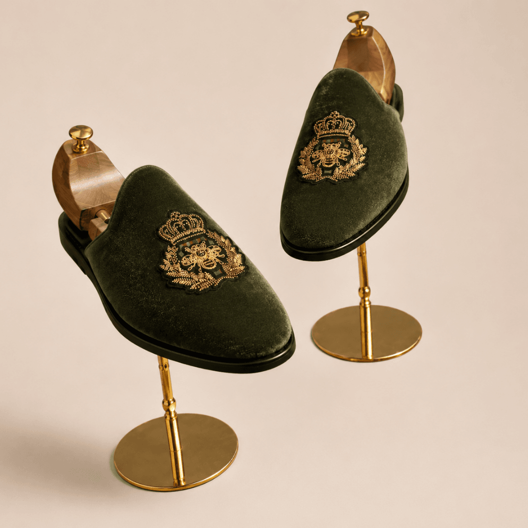 Green Odogwu native slippers for Nigerian December gatherings