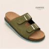 Two buckled Suede slide — FAWOYE handmade leather shoes