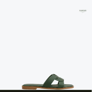 knotted-strap square-toe slide — FAWOYE handmade leather shoes