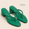 weaved top-female block heel — FAWOYE handmade leather shoes