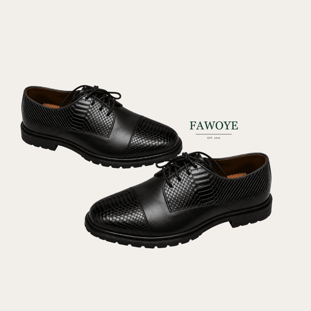 Textured cap-toe Oxford showing careful leather finishing