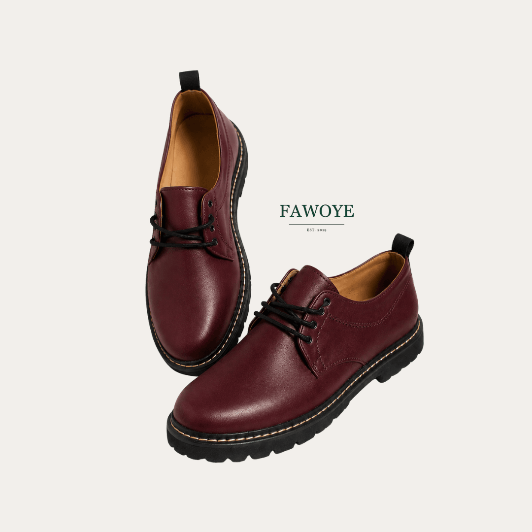 Wine lace-up Derby shoes for tailored office trousers