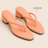 weaved top-female block heel — FAWOYE handmade leather shoes