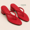 weaved top-female block heel — FAWOYE handmade leather shoes