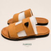 Double-Strap H Slide — FAWOYE handmade leather shoes