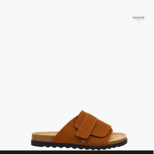 Two straps suede slide — FAWOYE handmade leather shoes