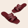 double-strap H-style slide — FAWOYE handmade leather shoes