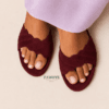 Wavy edge suede slide — FAWOYE handmade leather shoes