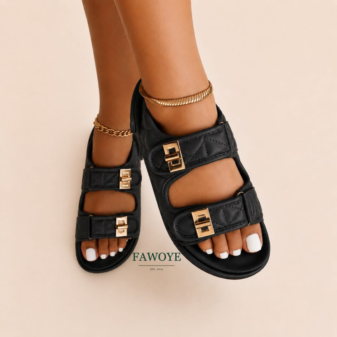 FAWOYE dual-buckle leather sandal for native wear