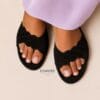Wavy edge suede slide — FAWOYE handmade leather shoes
