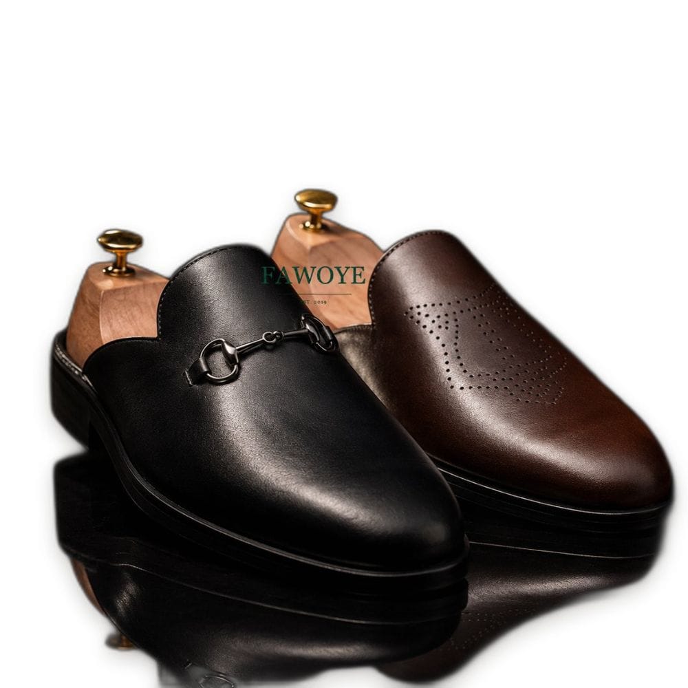 FAWOYE horsebit loafer mule, a backless slip-on for native wear