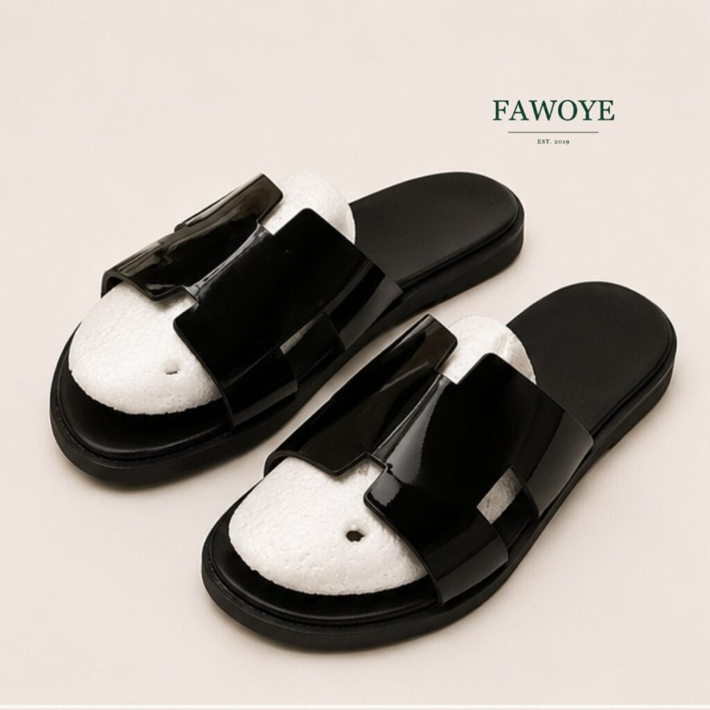 Black leather H-Band slide handcrafted by FAWOYE