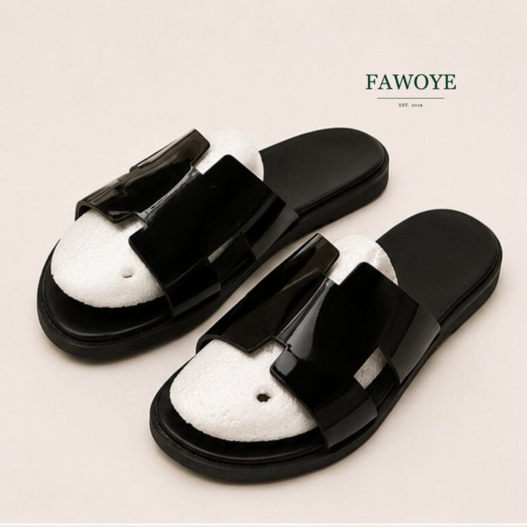 Black leather H-Band slide handcrafted by FAWOYE