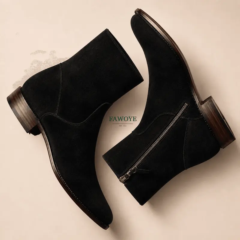 Black suede Chelsea boot