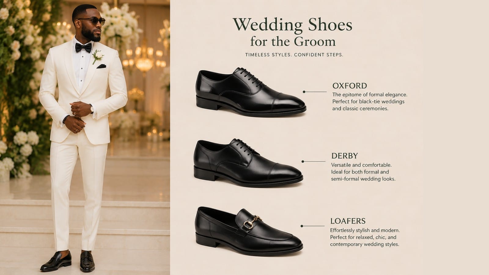 Groom wedding shoe styles: oxford, derby and loafers - FAWOYE handmade shoes Nigeria